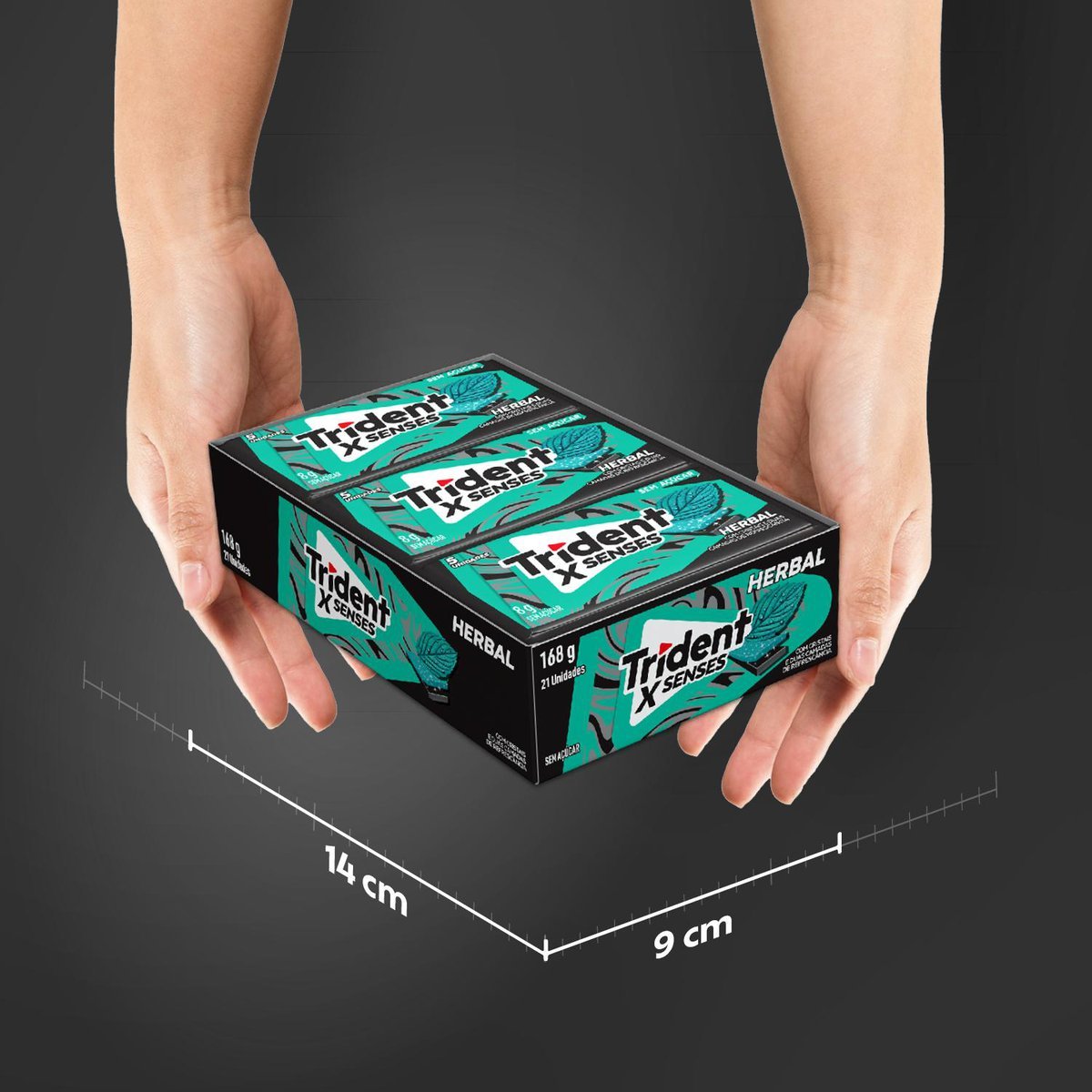 Chiclete Trident XSenses Herbal Sem Acar - Caixa com 21 unid. de 8g