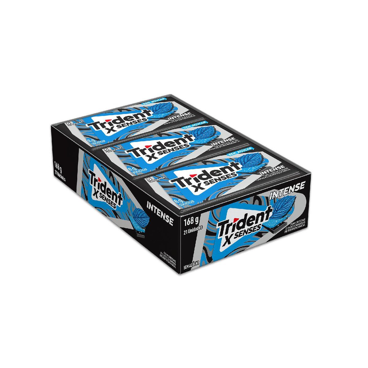 Chiclete Trident XSenses Intense Sem Acar - Caixa com 21 unid. de 8g
