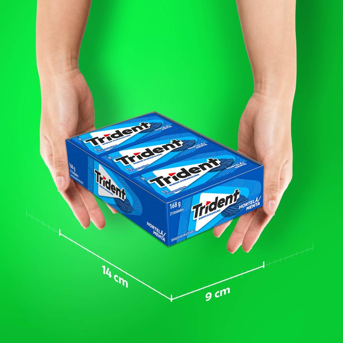 Chiclete Trident Hortel Sem Acar - Caixa com 21 unid. de 8g