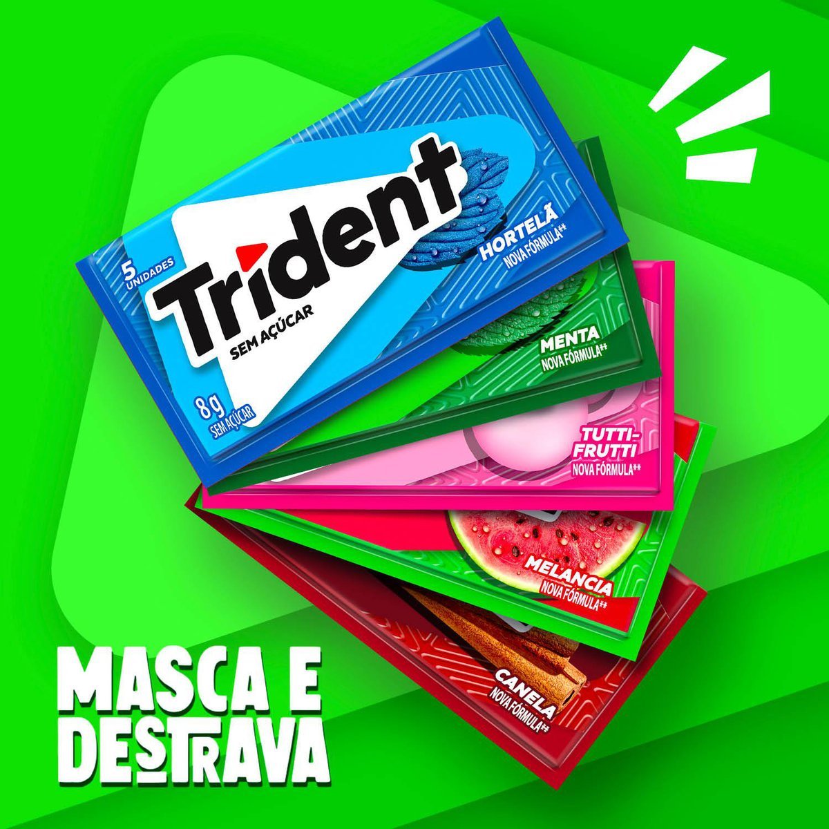 Chiclete Trident Hortel Sem Acar - Caixa com 21 unid. de 8g