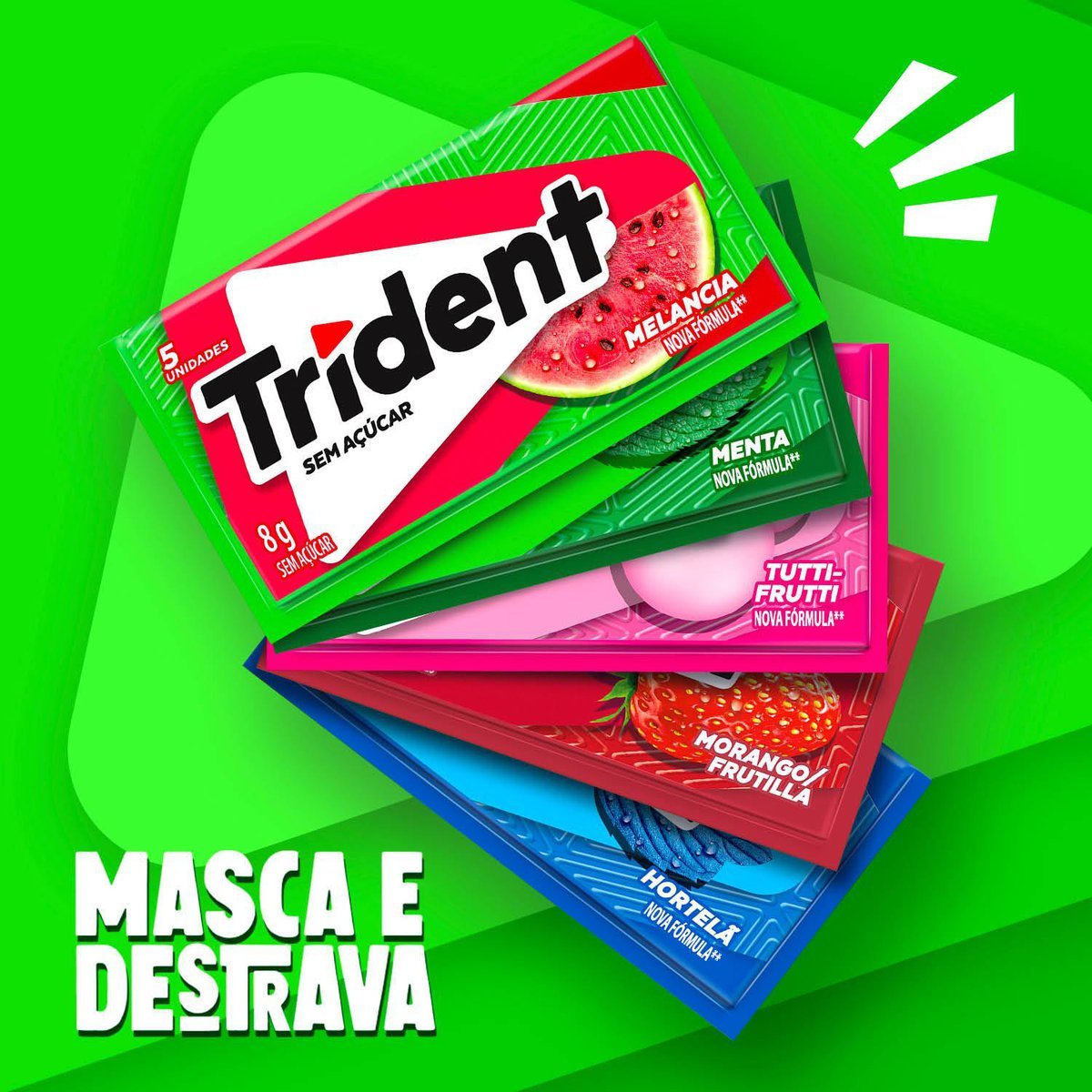 Chiclete Trident Melancia Sem Acar - Caixa com 21 unid. de 8g