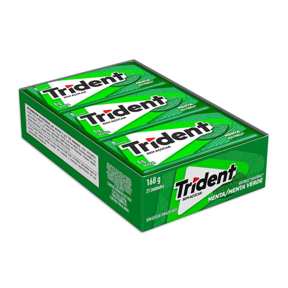 Chiclete Trident Menta Sem Acar - Caixa com 21 unid. de 8g