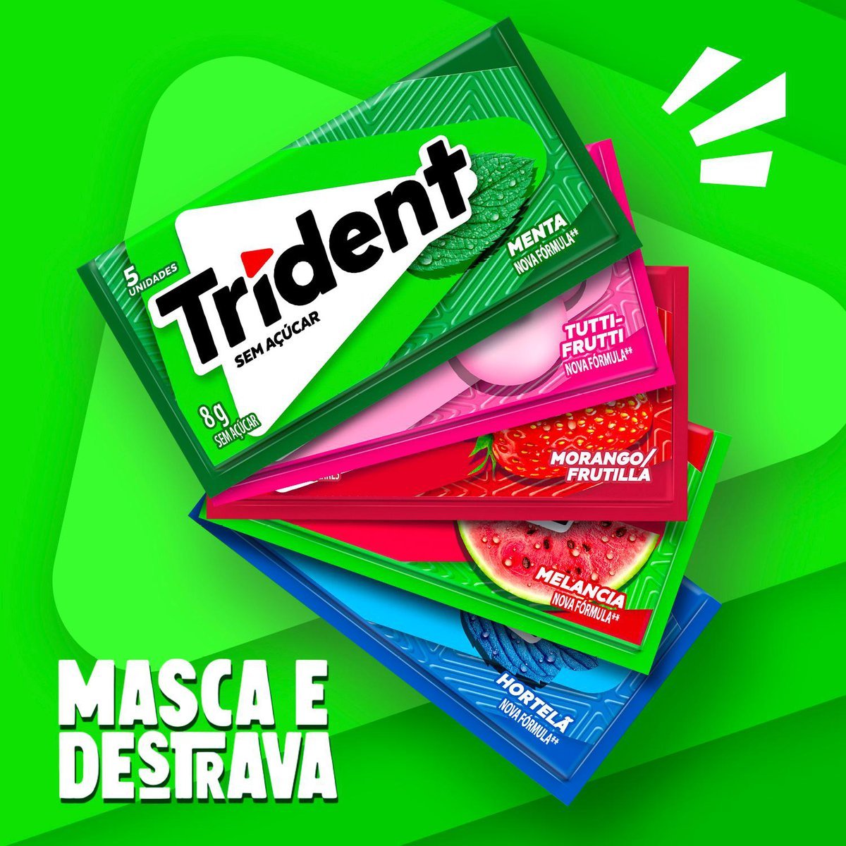 Chiclete Trident Menta Sem Acar - Caixa com 21 unid. de 8g