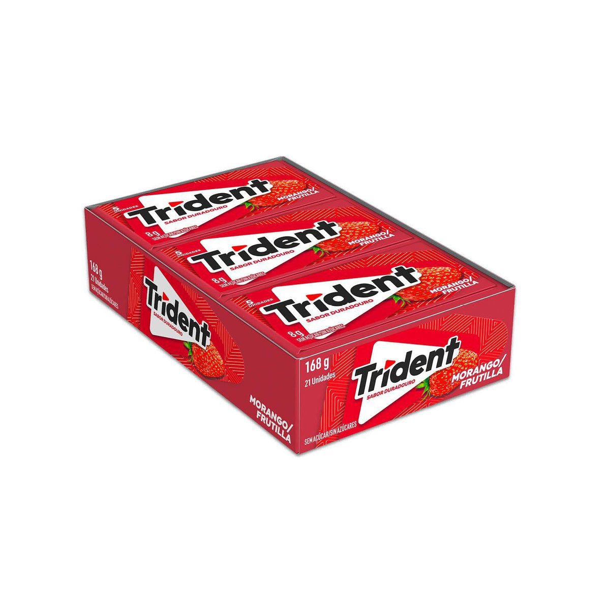 Chiclete Trident Morango Sem Acar - Caixa com 21 unid. de 8g