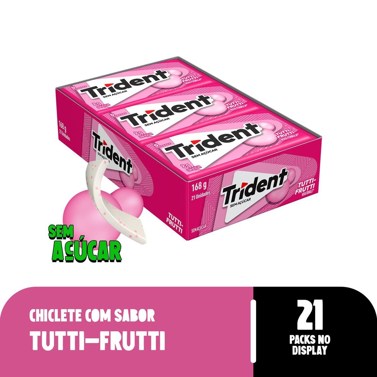 Chiclete Trident Tutti-frutti Sem Acar - Caixa com 21 unid. de 8g