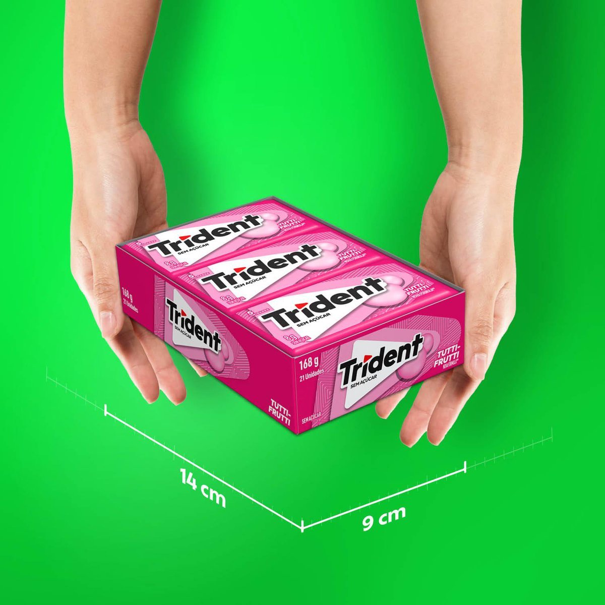 Chiclete Trident Tutti-frutti Sem Acar - Caixa com 21 unid. de 8g