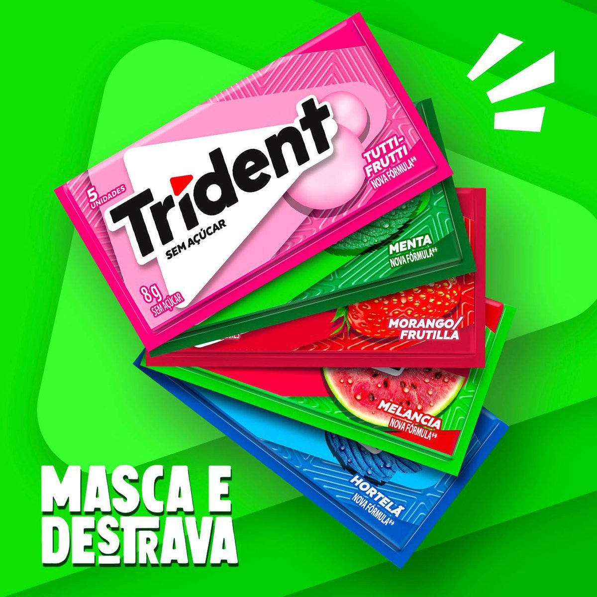 Chiclete Trident Tutti-frutti Sem Acar - Caixa com 21 unid. de 8g