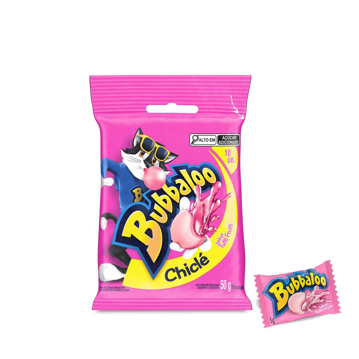 Chiclete Bubbaloo Tutti-Frutti 5g - Pacote com 10 unidades