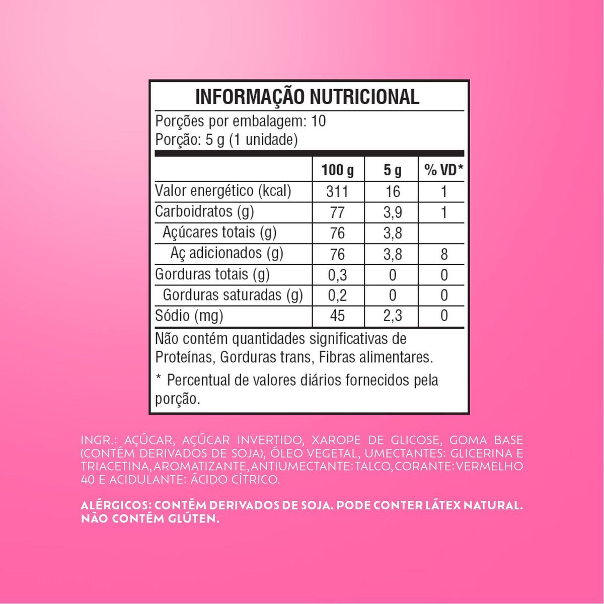 Chiclete Bubbaloo Tutti-Frutti 5g - Pacote com 10 unidades