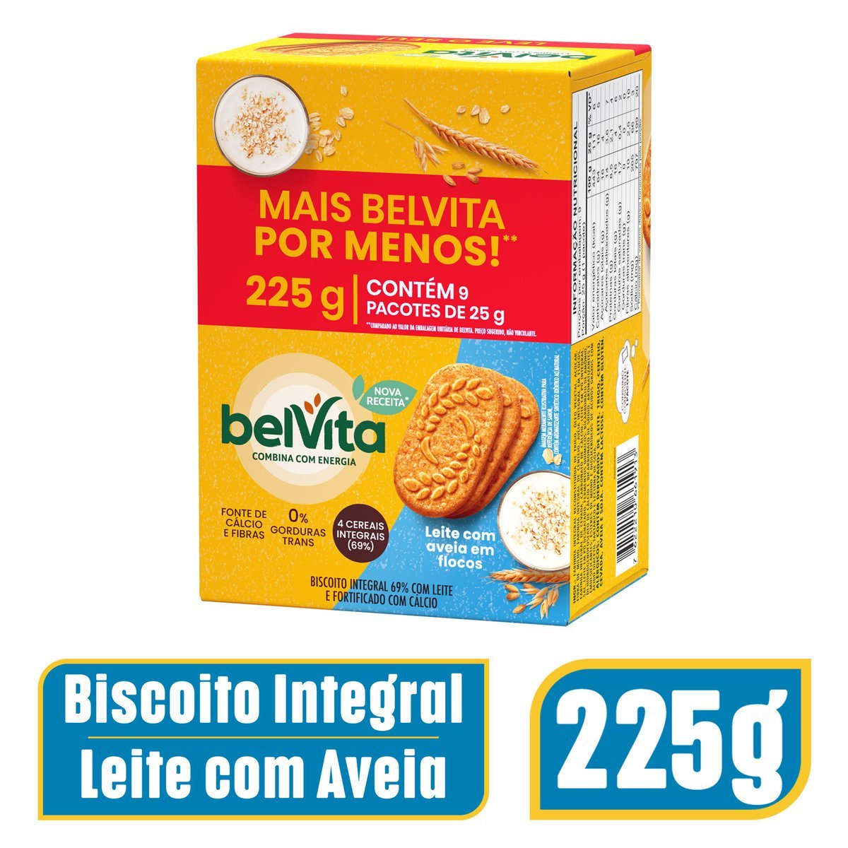 Biscoito BelVita Leite E Aveia Pack Econmico 225g com 9 Unidades de 25g