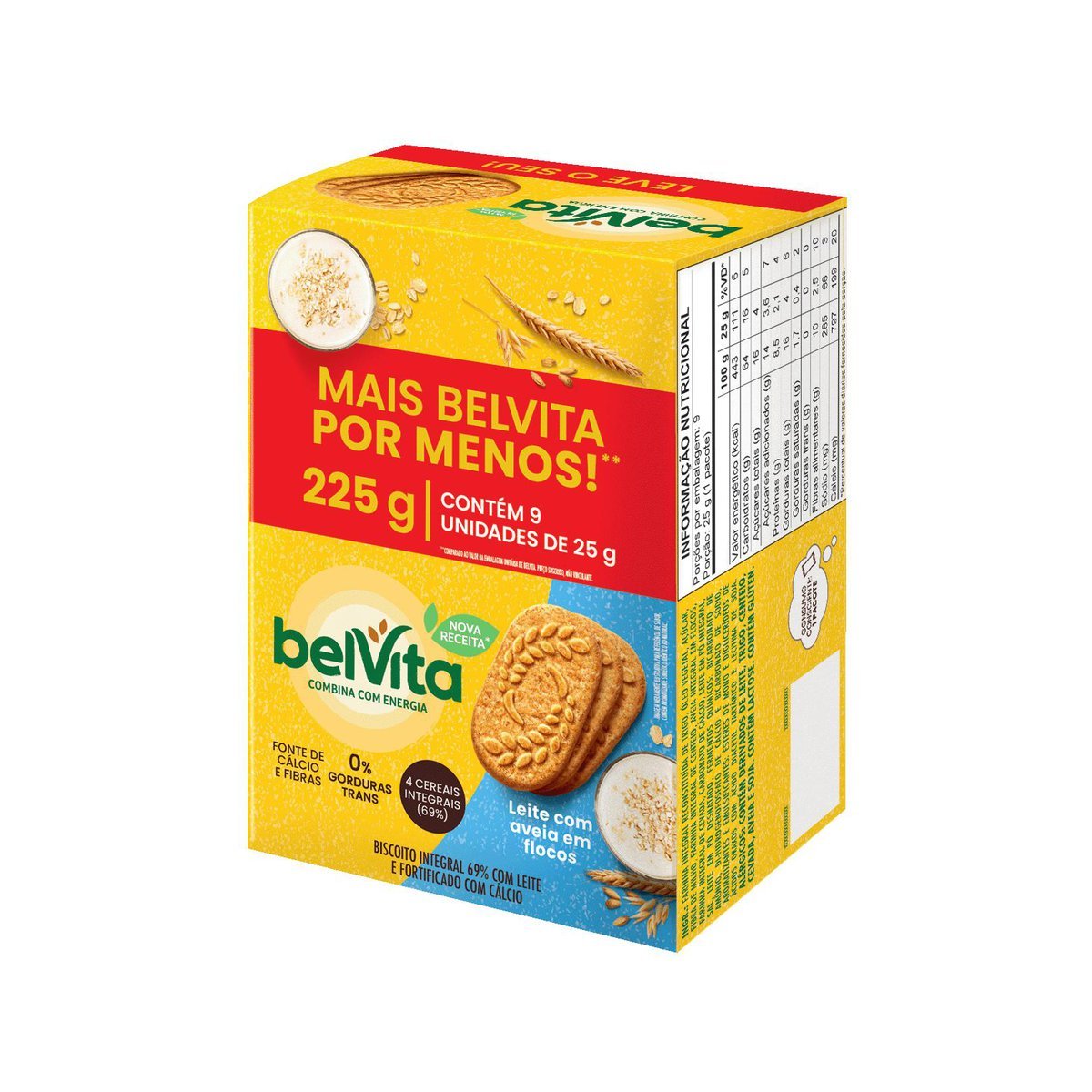 Biscoito BelVita Leite E Aveia Pack Econmico 225g com 9 Unidades de 25g