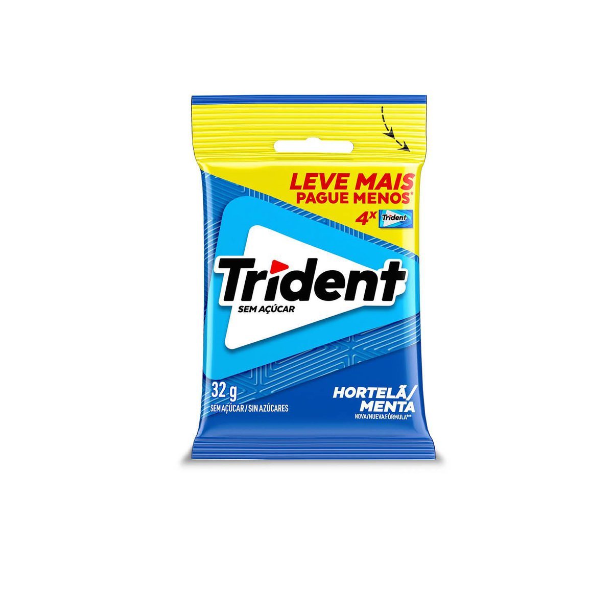 Chiclete Trident Hortel 32g - Pacote Com 4 embalagens