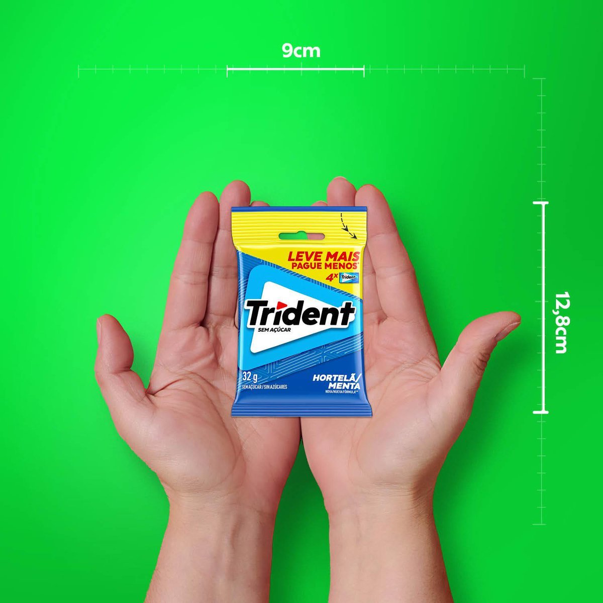 Chiclete Trident Hortel 32g - Pacote Com 4 embalagens
