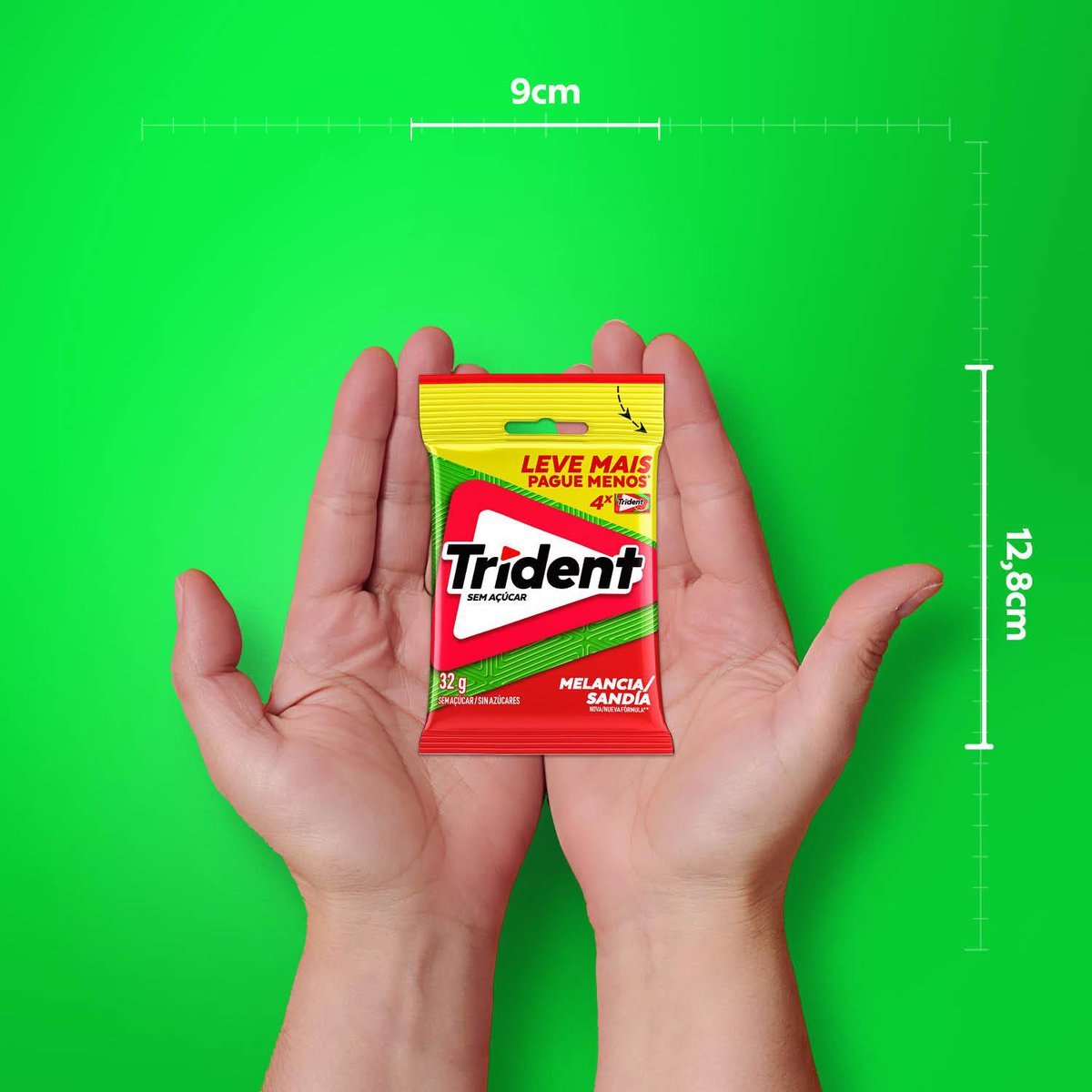 Chiclete Trident Melancia 32g - Pacote Com 4 embalagens