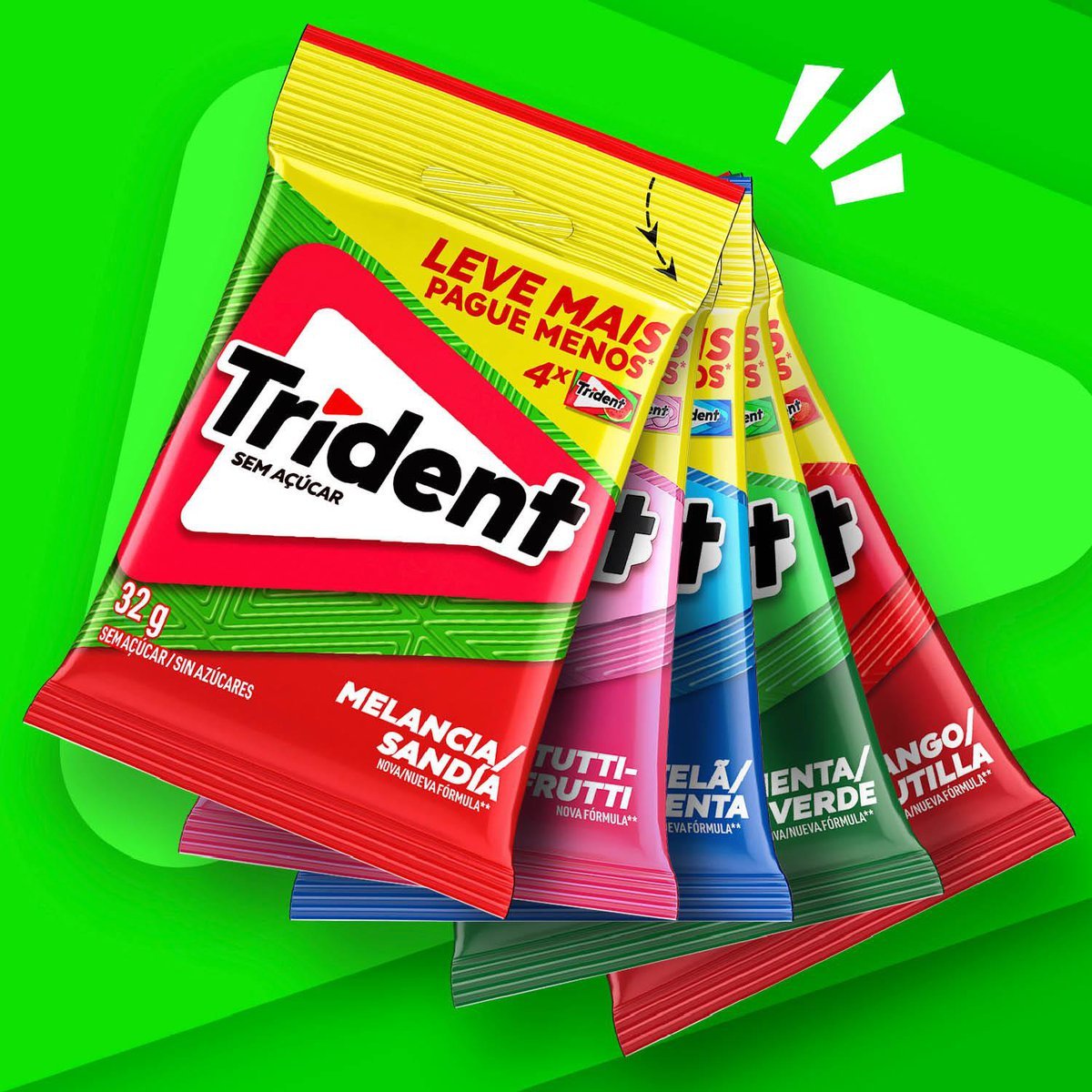 Chiclete Trident Melancia 32g - Pacote Com 4 embalagens