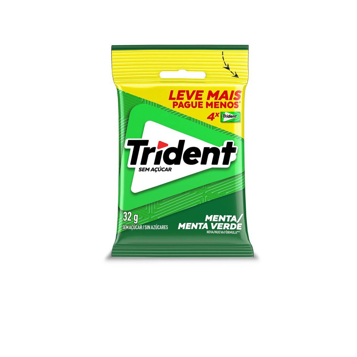 Chiclete Trident Menta 32g - Pacote Com 4 embalagens