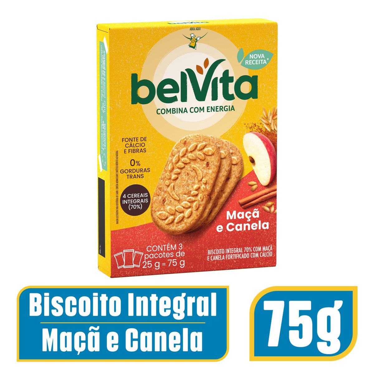 Biscoito BelVita Ma E Canela Multipack 75g com 3 Unidades de 25g