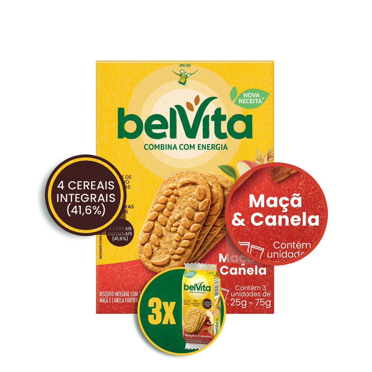 Biscoito BelVita Ma E Canela Multipack 75g com 3 Unidades de 25g