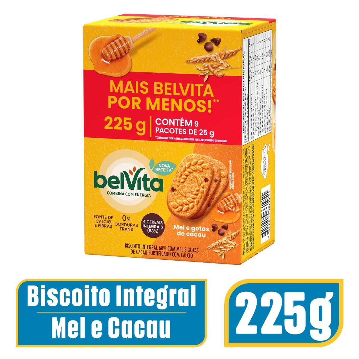 Biscoito BelVita Mel E Cacau Pack Econmico 225g com 9 Unidades de 25g