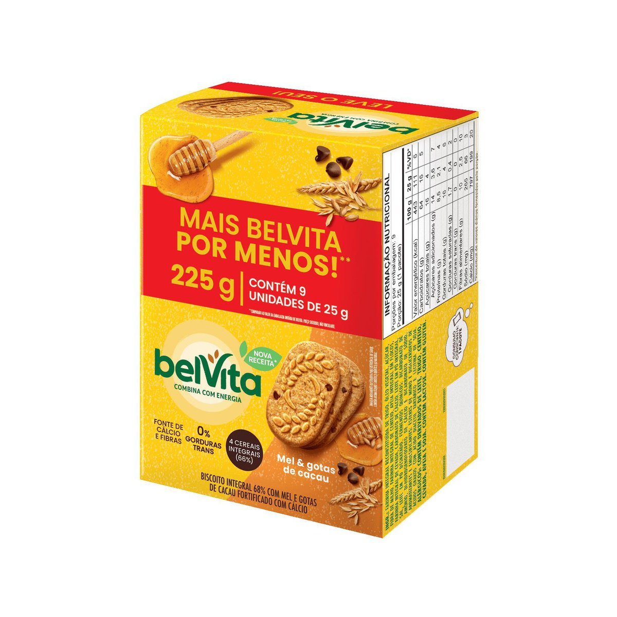 Biscoito BelVita Mel E Cacau Pack Econmico 225g com 9 Unidades de 25g