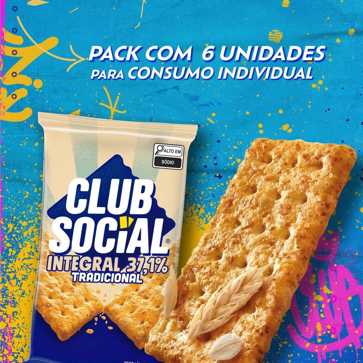 Biscoito Salgado Club Social integral multipack 144g
