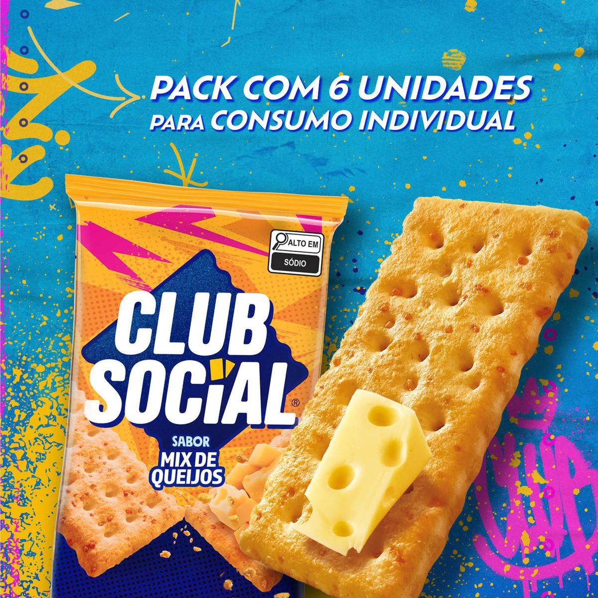 Biscoito Salgado Club Social mix de queijos multipack 141g