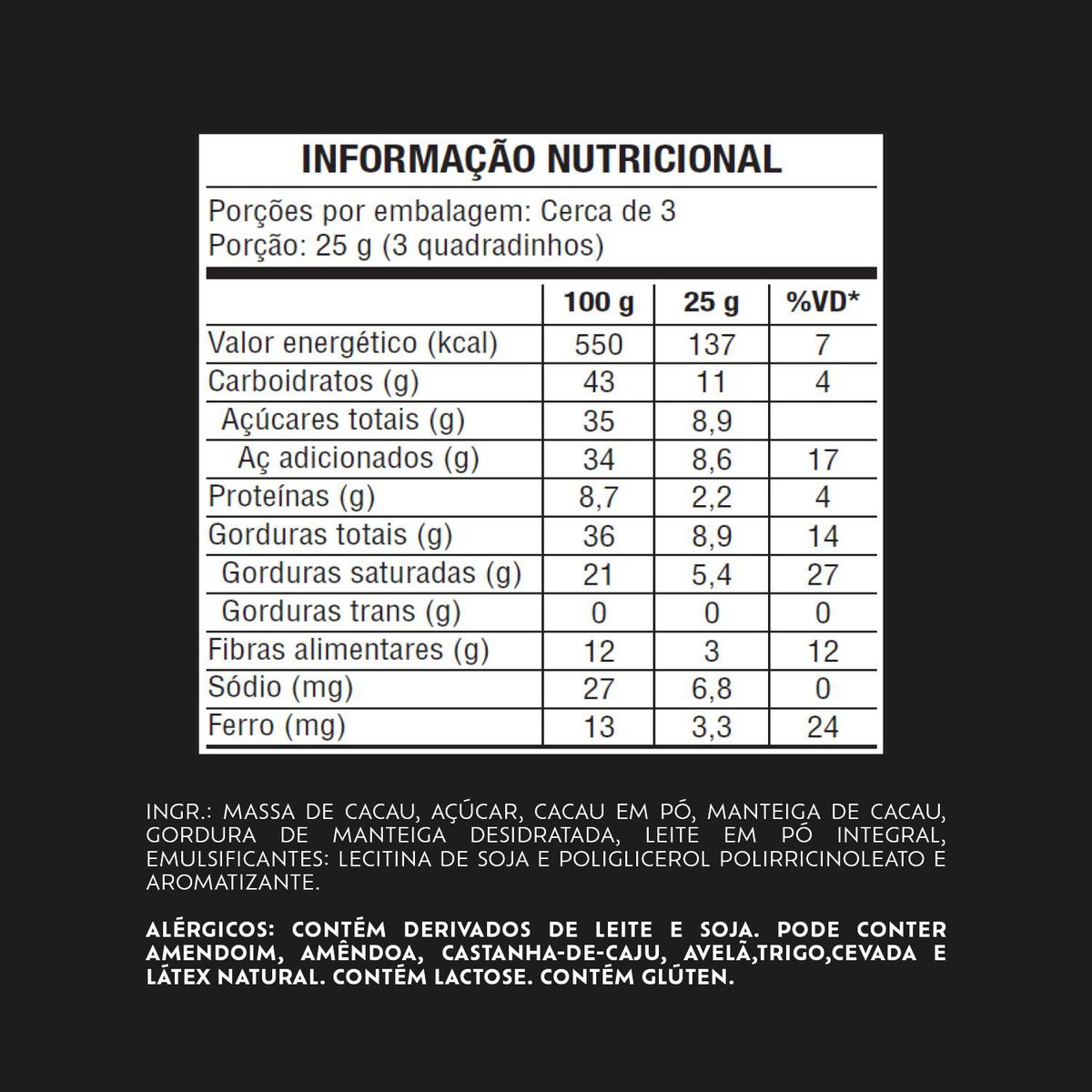 Chocolate Lacta Intense Amargo 60% Cacau Original 85g