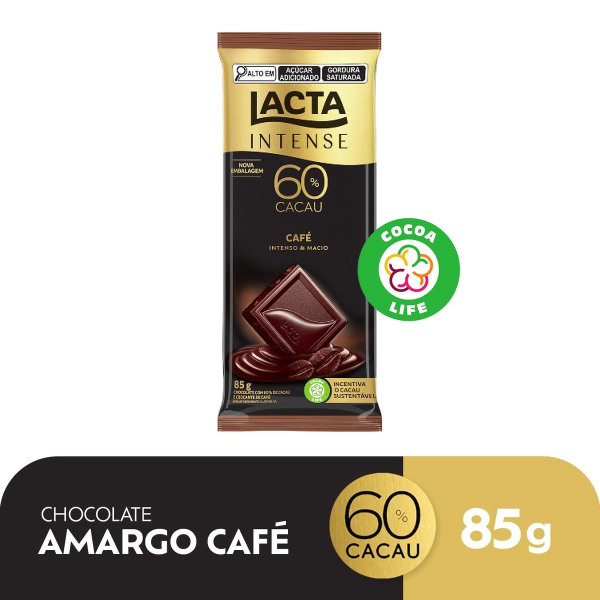 Chocolate Lacta Intense Amargo 60% Cacau Caf 85g