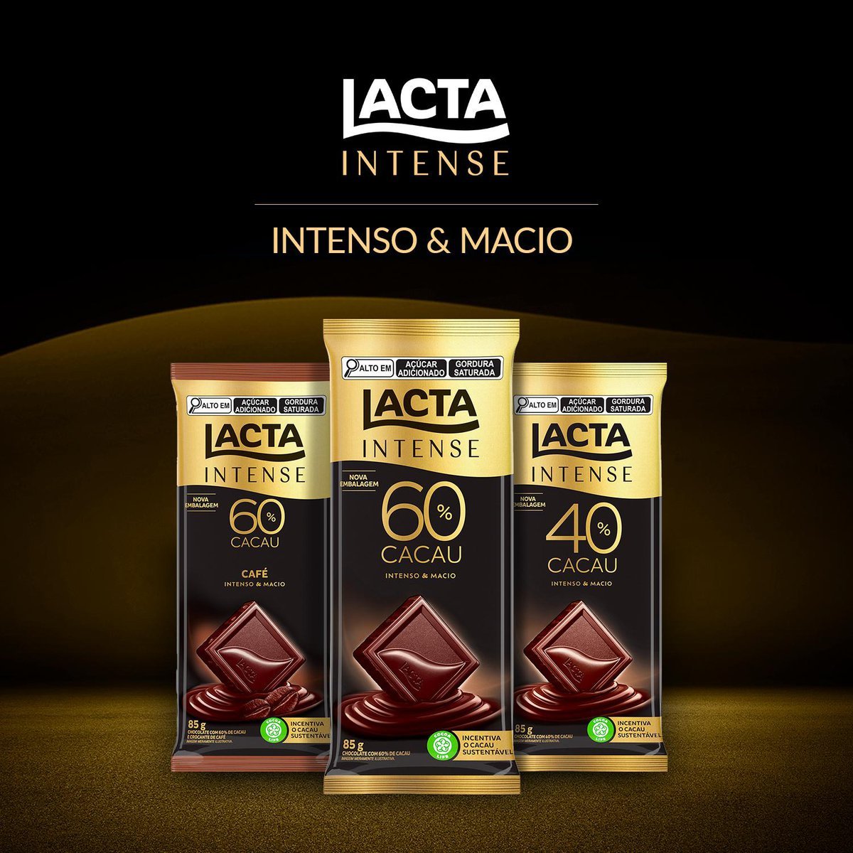 Chocolate Lacta Intense Amargo 60% Cacau Caf 85g