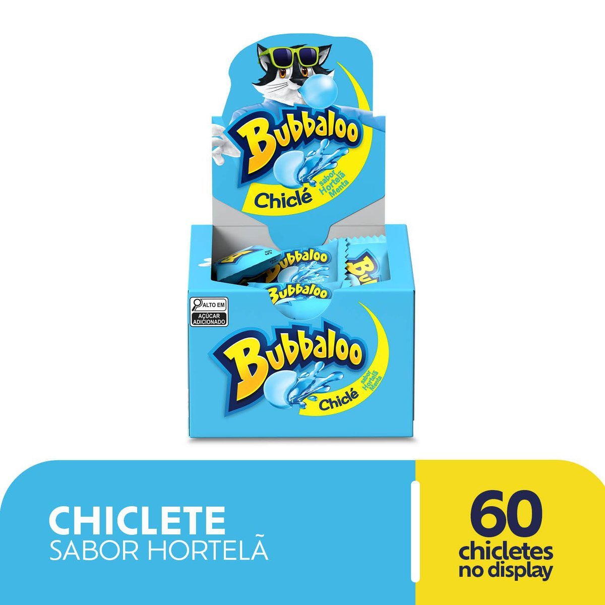 Chiclete Bubbaloo Hortel 5g - Caixa com 60 unidades