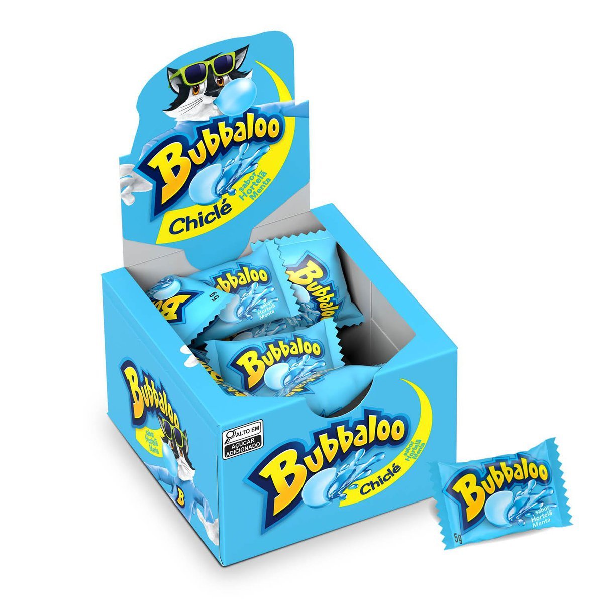 Chiclete Bubbaloo Hortel 5g - Caixa com 60 unidades