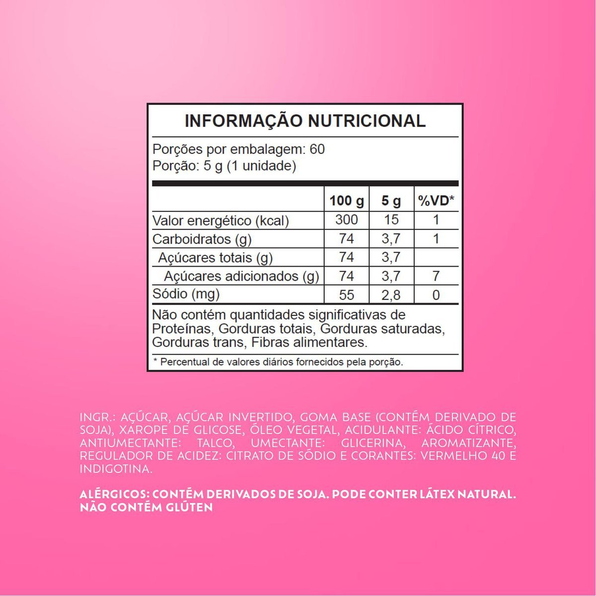 Chiclete Bubbaloo Morango 5g - Caixa com 60 unidades