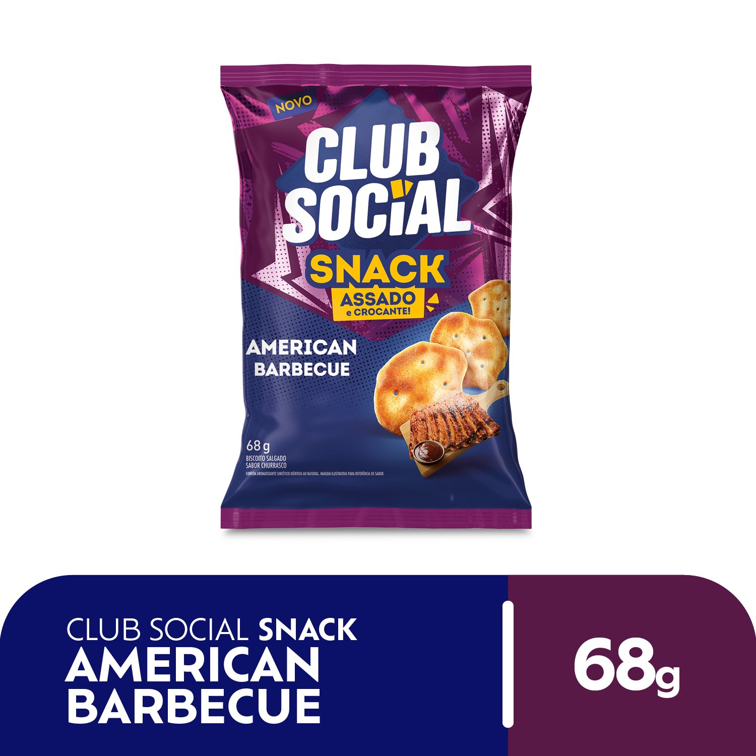 Salgadinho Club Social snack barbecue 68g