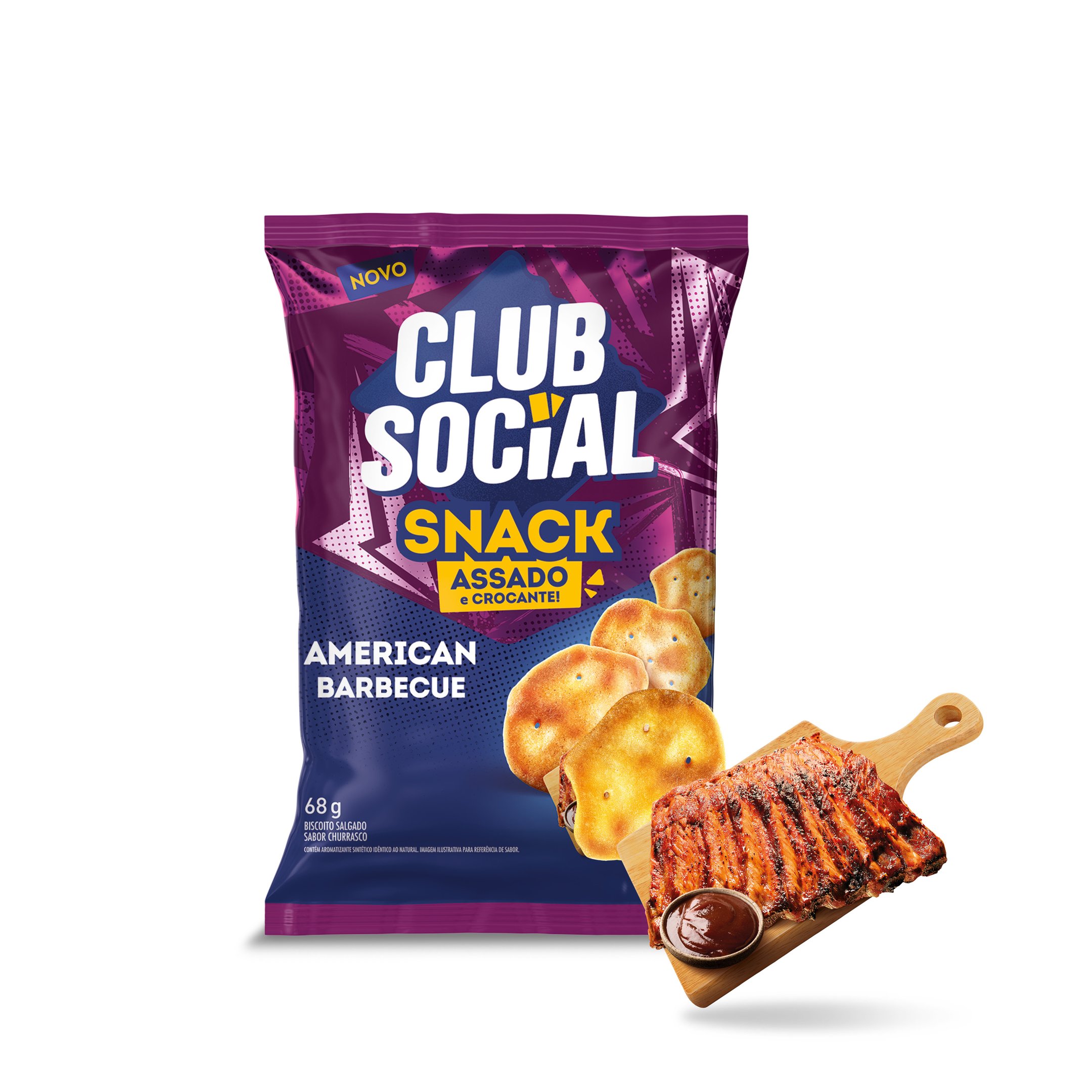 Salgadinho Club Social snack barbecue 68g