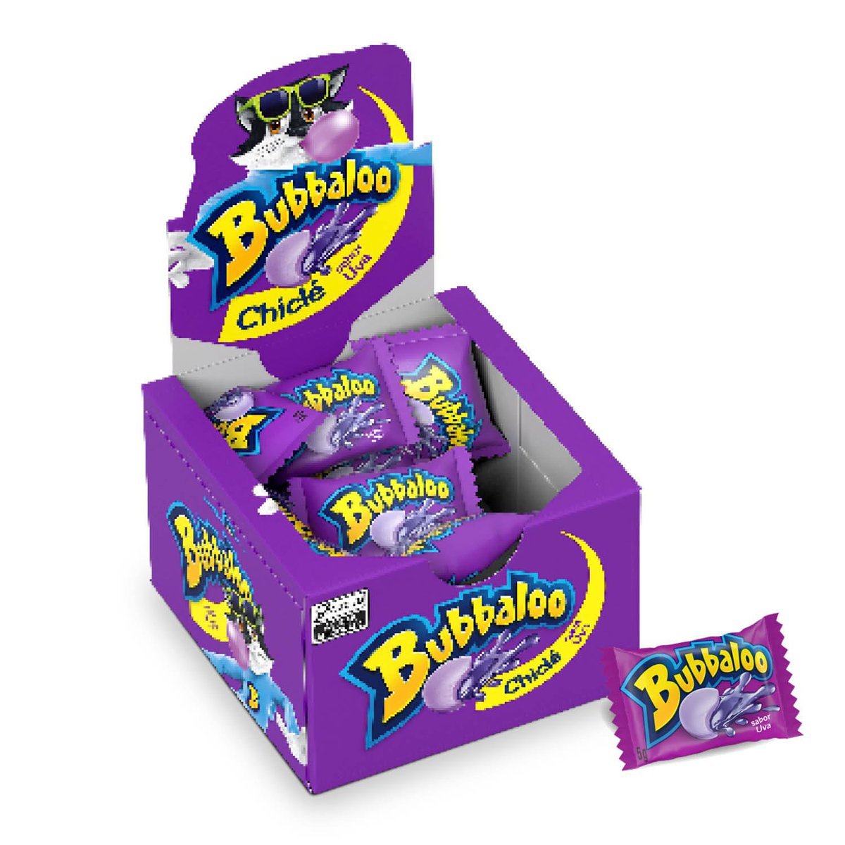 Chiclete Bubbaloo Uva 5g - Caixa com 60 unidades