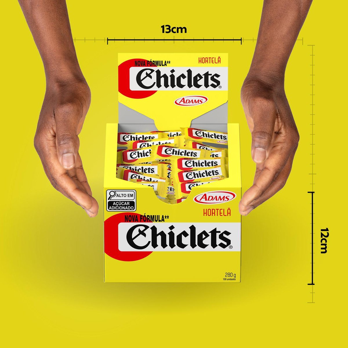 Goma de mascar Chiclets Hortel display com 100 unidades de 2,8g