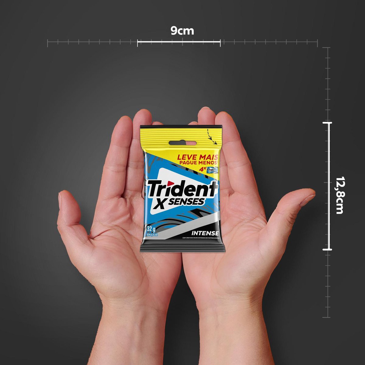 Chiclete Trident XSenses Intense 32g - Pacote Com 4 embalagens