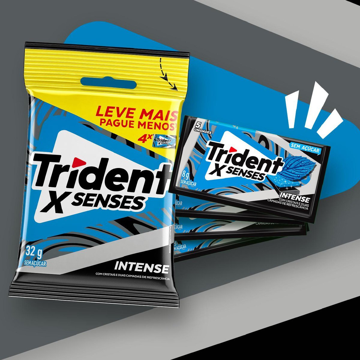 Chiclete Trident XSenses Intense 32g - Pacote Com 4 embalagens