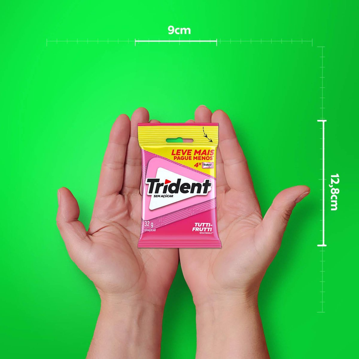 Chiclete Trident Tutti-Frutti 32g - Pacote Com 4 embalagens