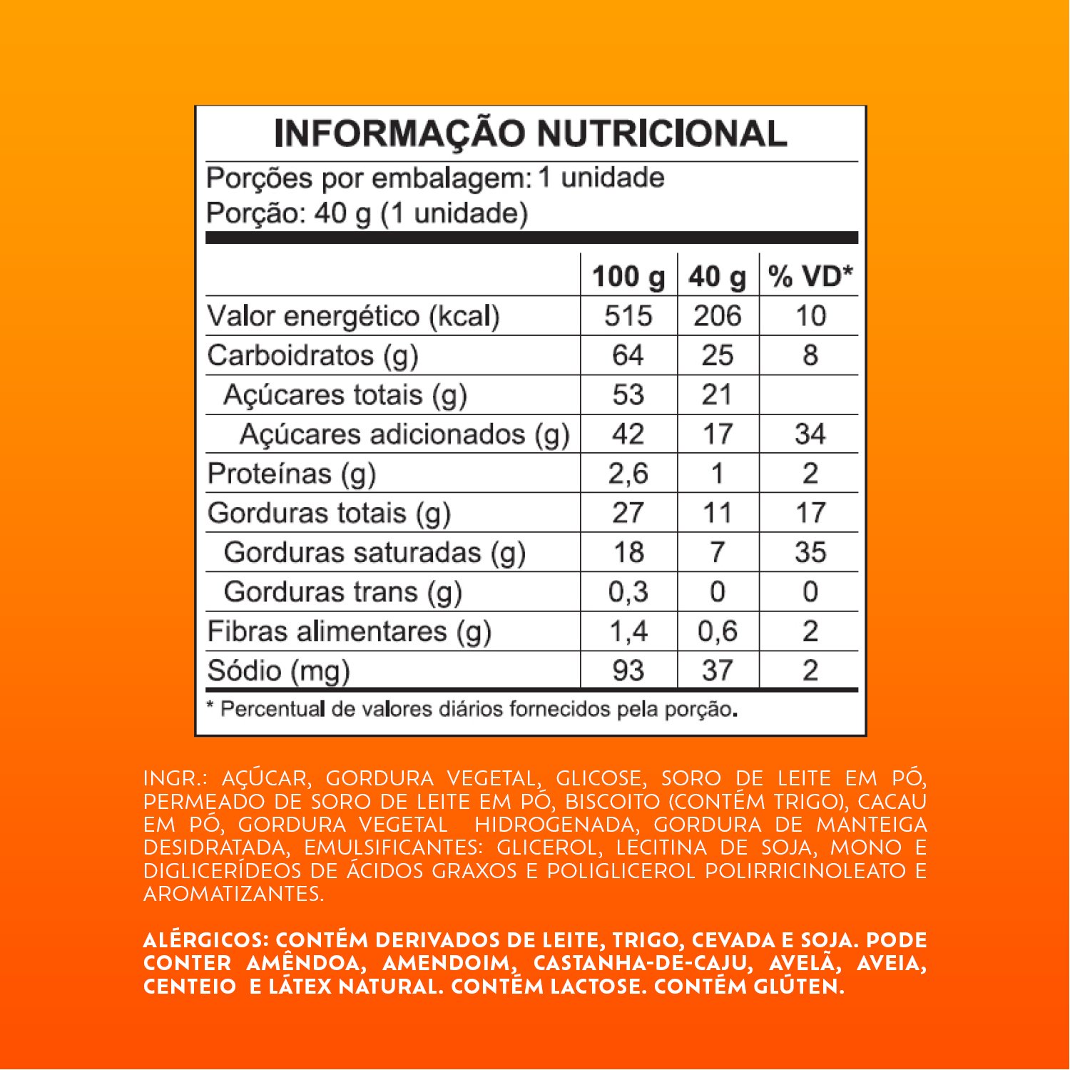 Chocolate 5 Star display com 18 unidades de 40g
