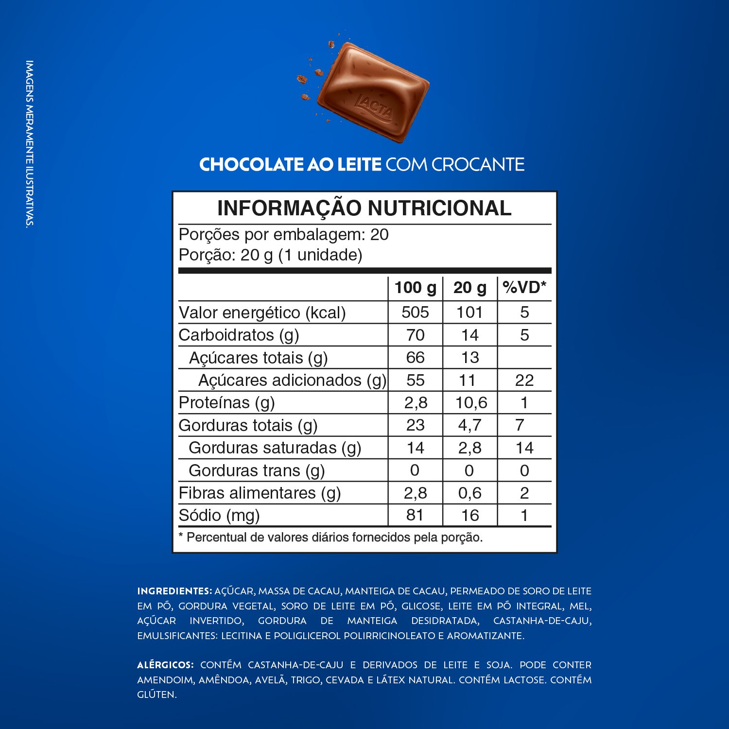 Chocolate ao Leite Lacta Diamante Negro caixa com 20 unidades de 20g