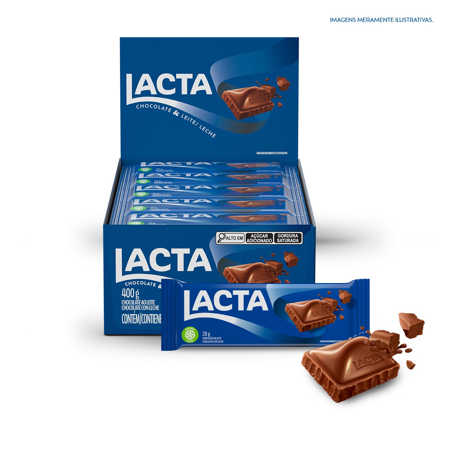 Chocolate ao Leite Lacta caixa com 20 unidades de 20g