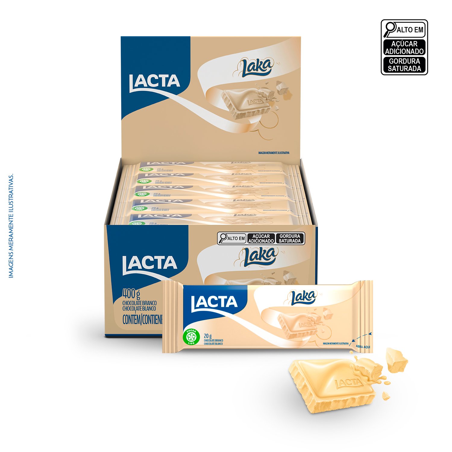 Chocolate Branco Lacta Laka caixa com 20 unidades de 20g