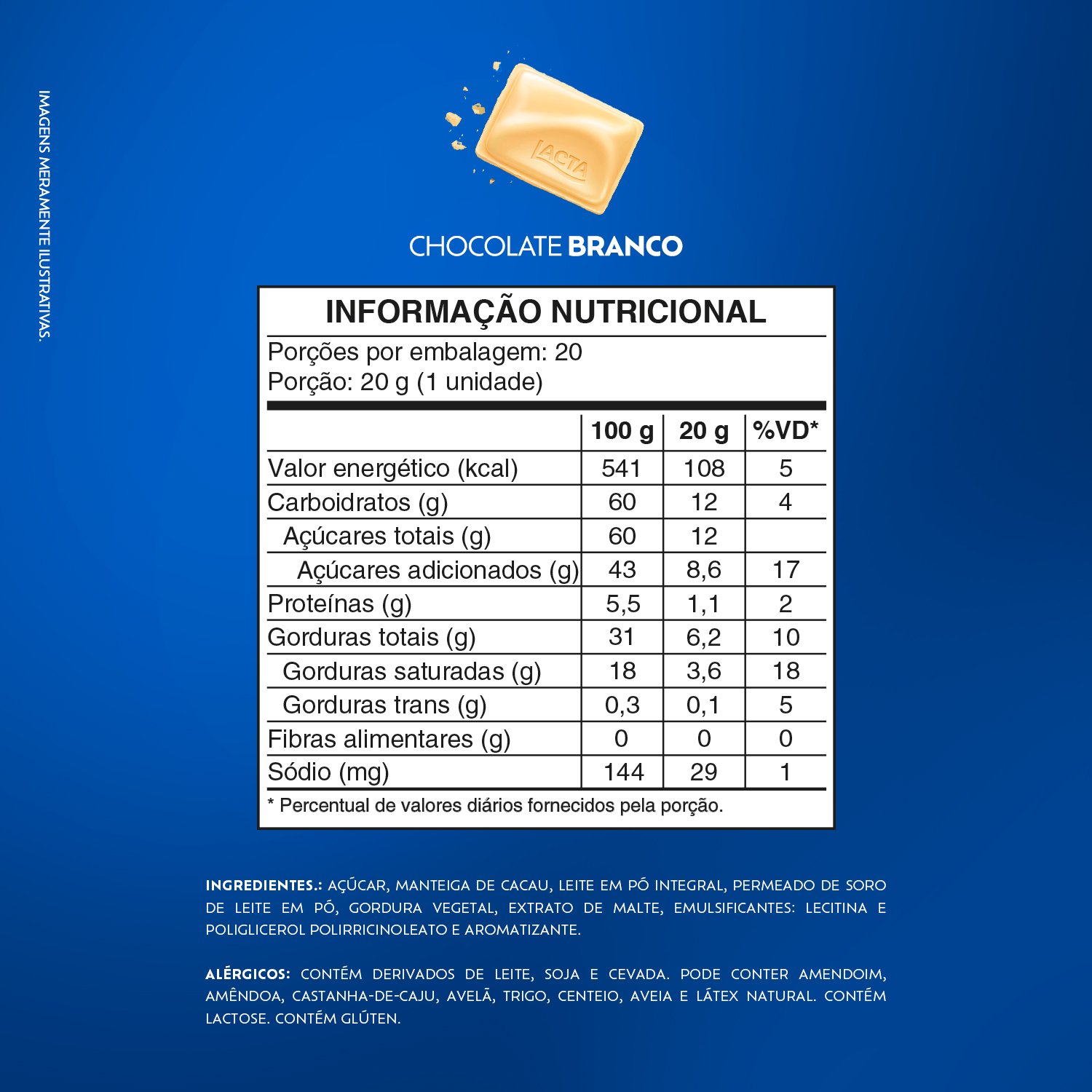 Chocolate Branco Lacta Laka caixa com 20 unidades de 20g