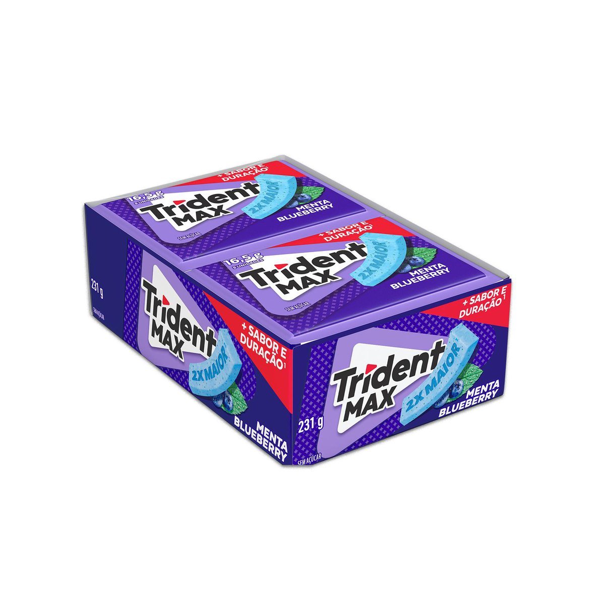 Goma de mascar Trident Max Menta Blueberry display com 14 unidades de 16,5g