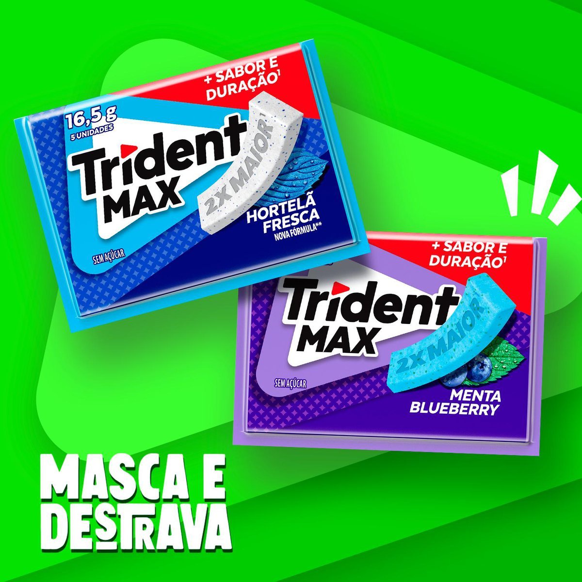 Goma de mascar Trident Max Menta Blueberry display com 14 unidades de 16,5g