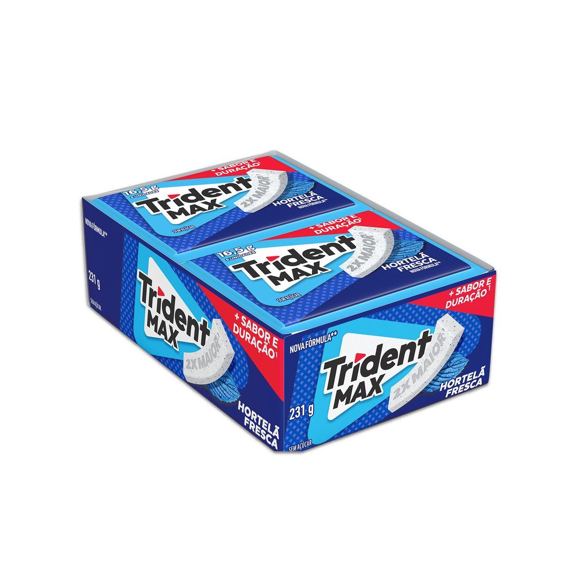 Chiclete Trident Max Hortel Fresca Sem Acar - Caixa com 14 unid. de 16,5g