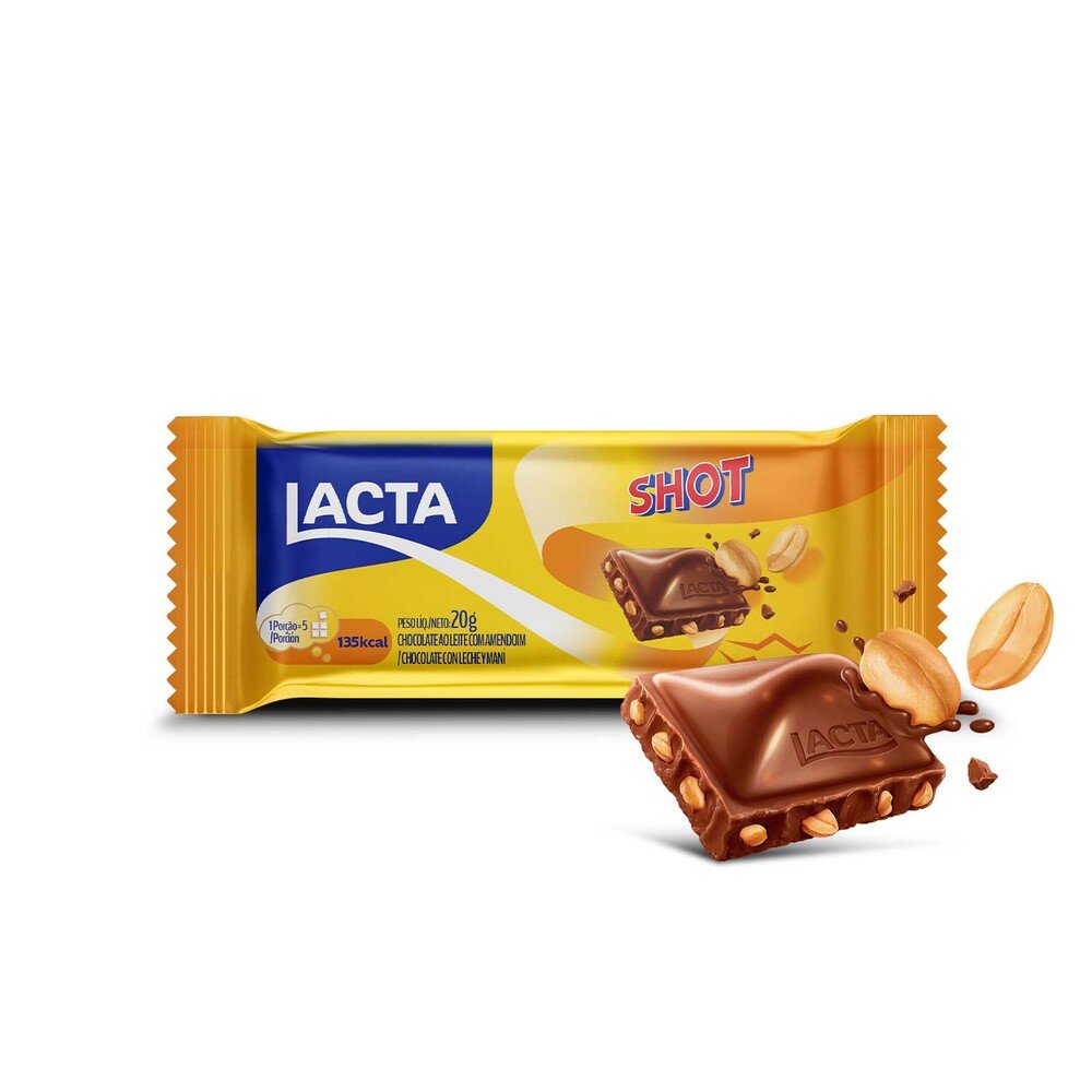 Chocolate Lacta Shot display com 20 unidades de 20g