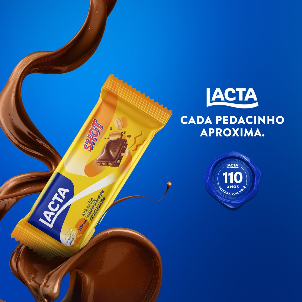 Chocolate Lacta Shot display com 20 unidades de 20g