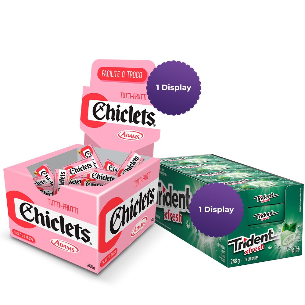 Combo 1 Display de TRIDENT XFRESH MINT + 1 Display de CHICLETS TUTTI FRUTTI